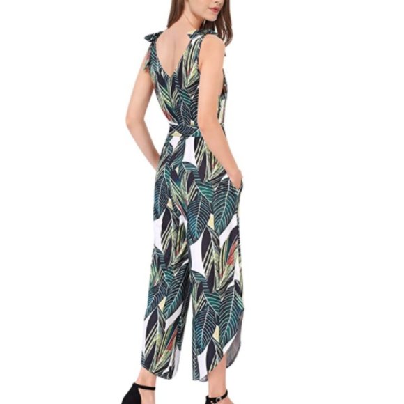 NWT Banana Tropical Tie Waist Wide Leg Jumpsuit - Picture 8 of 8